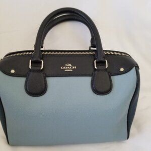 Authentic Navy/Blue Color Block Coach Handbag Rowan Satchel Purse